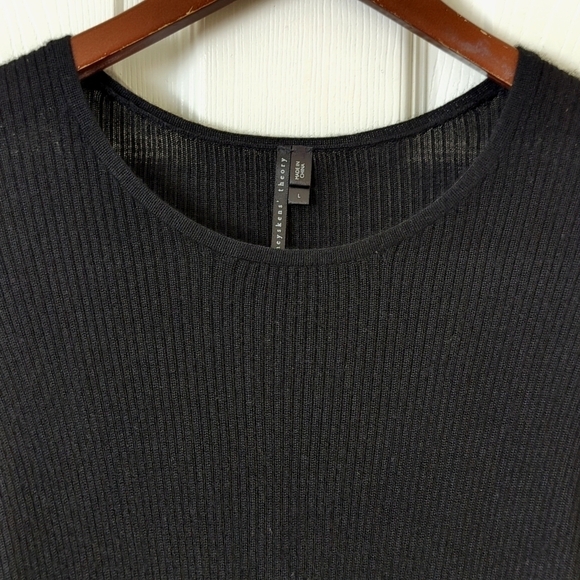 Theyskens' Theory Cashmere & Silk Lightweight Ribbed Knit Sweater Black Large - Picture 2 of 10